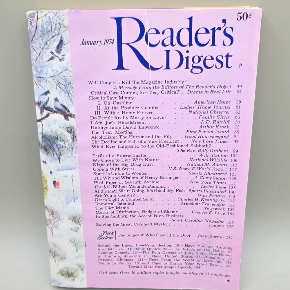 Reader's Digest January 1974 Issue 1 Vol 53 Illustrated, English